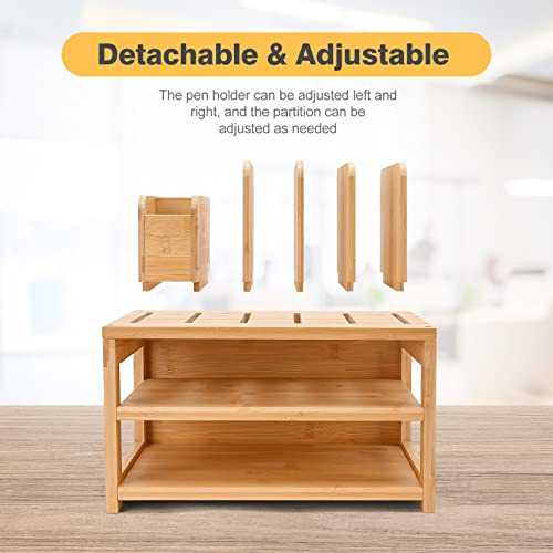 Homde Desk Organizer with File Holder: 3-Tier Bamboo | All Products - Image 3