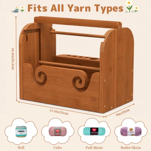 Upgraded Yarn Holder for Crocheting, Bamboo Yarn Holder (Brown) - Image 3