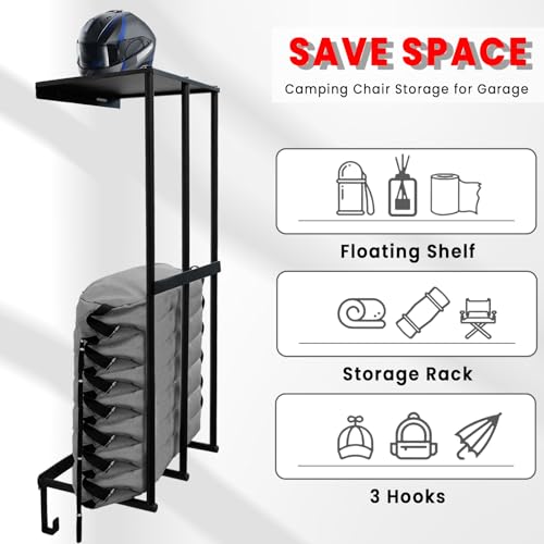 Camping Chair Storage Wall Mount Metal Rack for Garage - Image 5