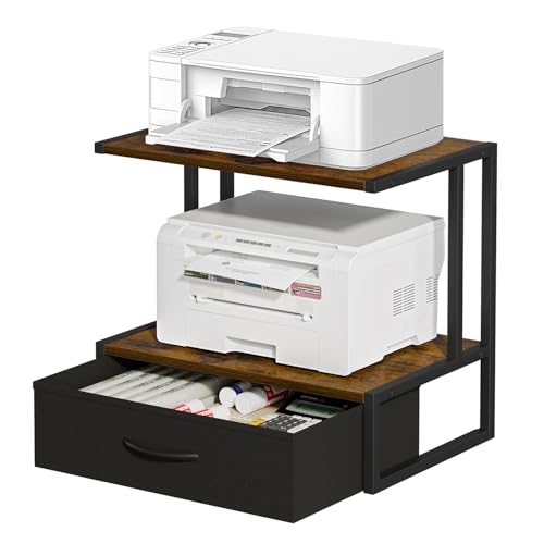 Printer Stand with Storage for Desk, with Fabric Drawer - Image 2