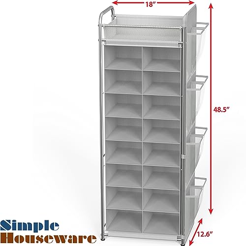 Simple Houseware 16 Cube Shoe Stand Tower Rack 8 Tier, Gray - Image 3