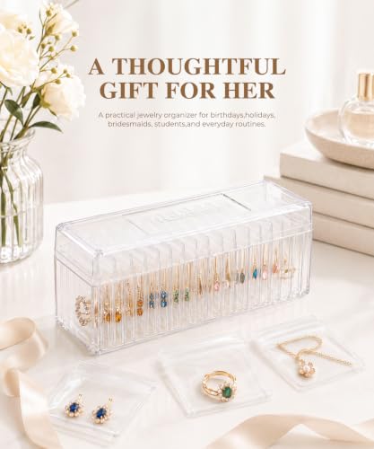 HOMEHIVE Acrylic Jewelry Box Organizer, Clear Jewelry - Image 3