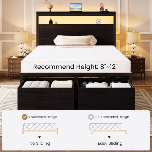 SHA CERLIN Twin LED Bed Frame, 2 Storage Drawers - Image 8