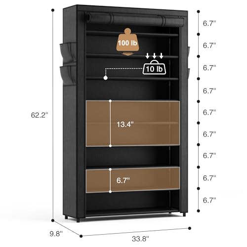 LANTEFUL Shoe Rack with Covers - 10 Tiers Tall Shoe | All Products - Image 4