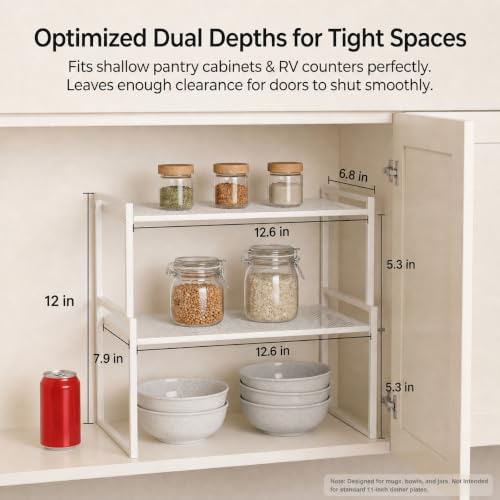 Stackable Kitchen Cabinet Organizer Shelves Pantry Rack Set of 2 - Image 3