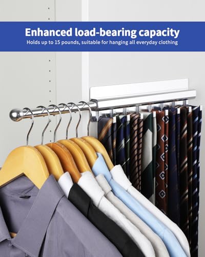 Adhesive Valet Rod for Closets Pull Out 12" Silver with 8 Hooks - Image 4