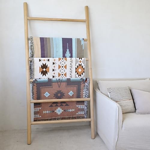 FUIN Blanket Ladder, 38in Wide Solid Wood Rustic Decor Rack - Image 7