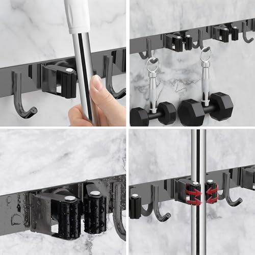 2 Packs SUS304 Heavy Duty Mop and Broom Holder Wall Mount - Image 4