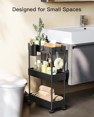 Pipishell 3 Tier Bathroom Storage Cart, Slim Storage | All Products - Image 5