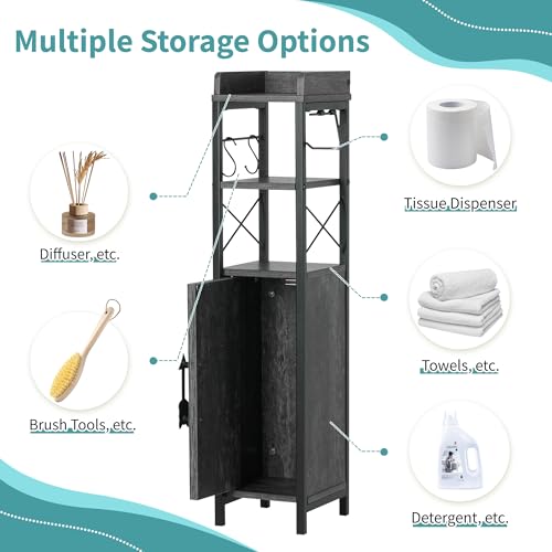VECELO Small Bathroom Storage Cabinet, Slim Toilet Paper - Image 5