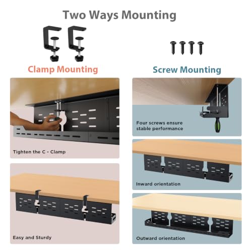 Univivi Under Desk Cable Management Tray, Cable Mana | Small Space Liv - Image 3