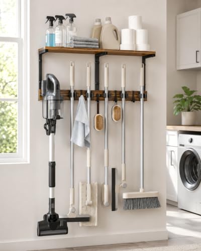 Broom and Mop Holder Wall Mount, 27" Large Organizer - Image 3