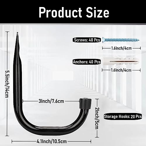 20 Pcs Heavy Duty Garage Storage Utility Hooks, 4.1Inch J - Image 3