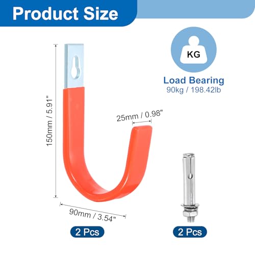 uxcell 2 Pcs 5.91x3.54 Inch Garage Hanging Hooks, Heavy - Image 3