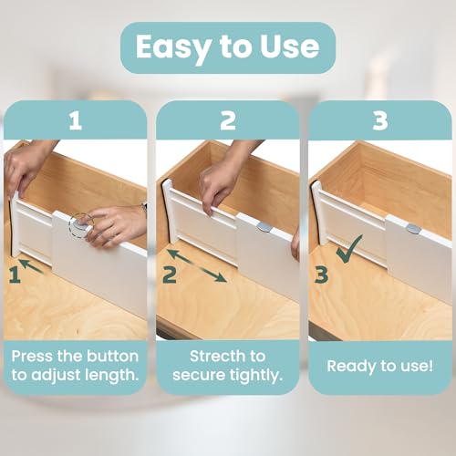 RAPTUROUS White Expandable Drawer Dividers (2.5" Tall, 13"-22" - Image 5