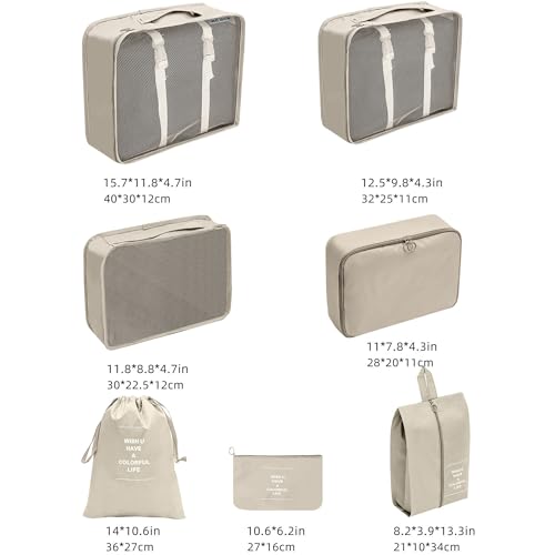 Travel Packing Cubes 7-Pc Set w/Shoe, Laundry - Image 3