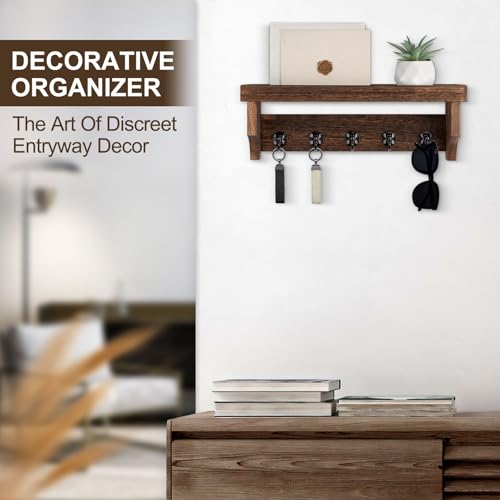 Key and Mail Holder Wall Mount, Mail Organizer with 5 Key Hooks - Image 6
