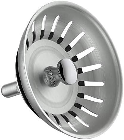 KANARY Stainless Steel Kitchen Sink Strainer Basket-Replacement for Standard Drains(3-1/2 Inch)-Ball-Lock Rubber Stopper (Single, Stainless Steel)