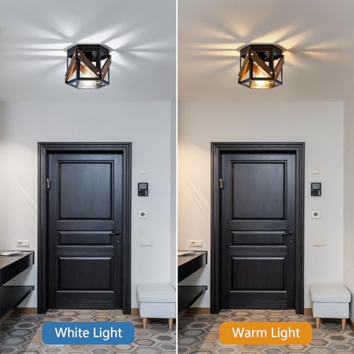 XSDeTu 2 Pack Farmhouse Flush Mount Ceiling Light, Rustic Hallway - Image 4