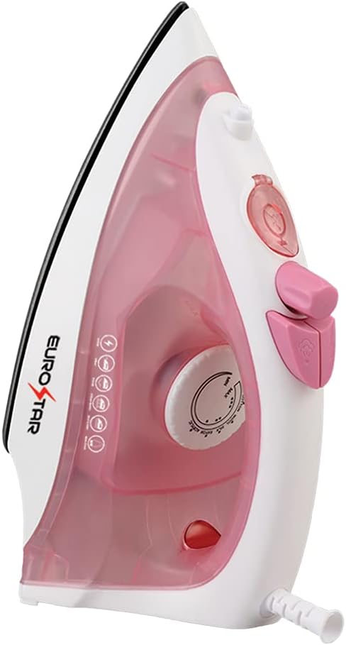 EUROSTAR IR334XP Compact Steam Iron w/Steam Burst & Auto-Shut-Off, Pink
