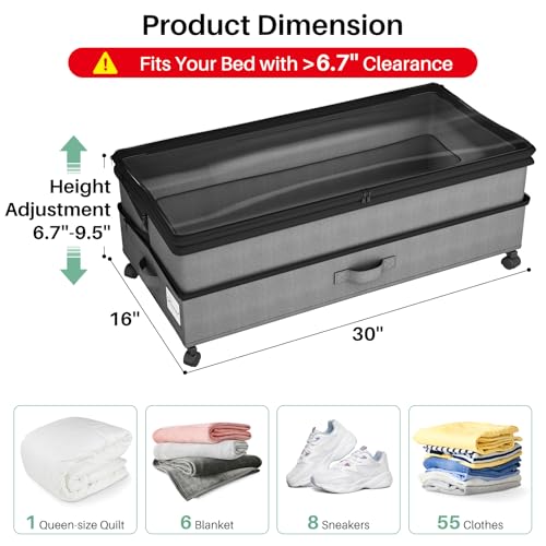 Kitstorack Under Bed Storage with Wheels 2Pack | Home Organization - Image 3