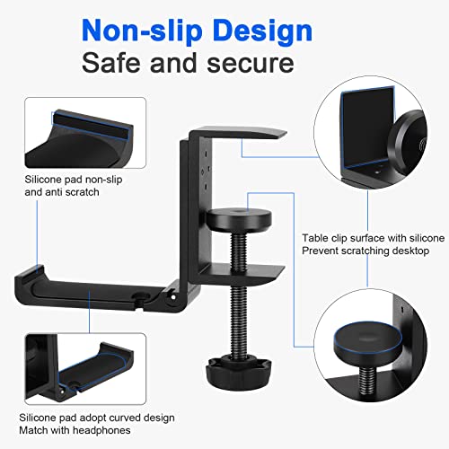 Aluminum Headphone Stand Hanger Foldable with Cable Clip - Image 5