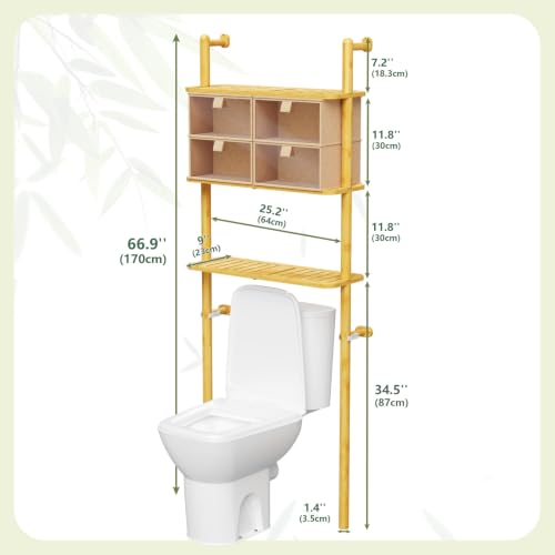 Bamboo Over The Toilet Storage, Bathroom Over Toilet - Image 3
