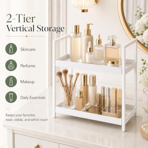 2 Tier Bathroom Counter Shelf Organizer for Skincare Makeup - Image 4