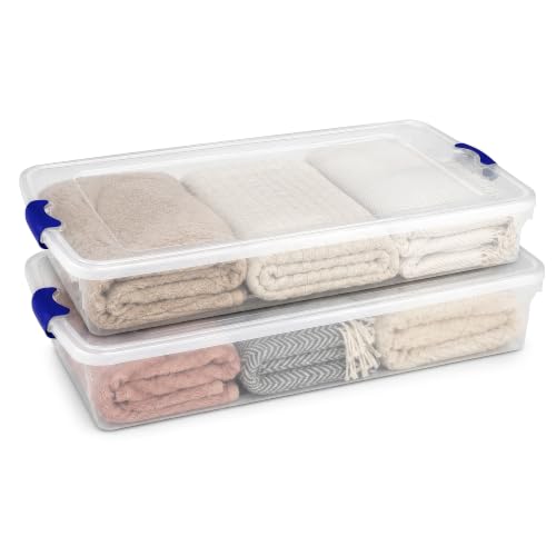 HOMZ Under Bed Clear Plastic Storage Bin w/Lid, 60 Qt - Image 2
