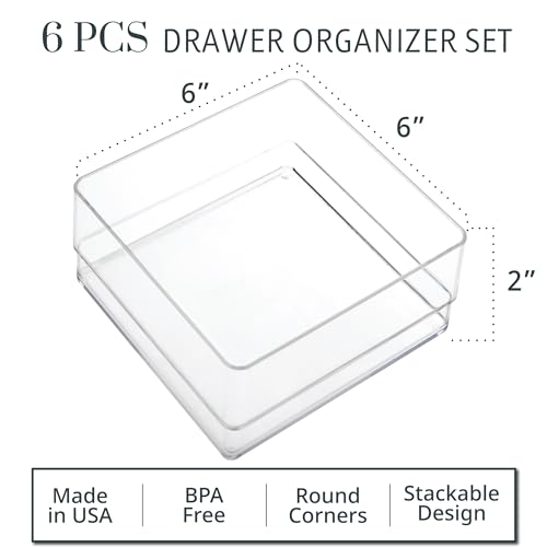 STORi SimpleSort 6-Piece Stackable Clear Drawer Organizer Set | - Image 3