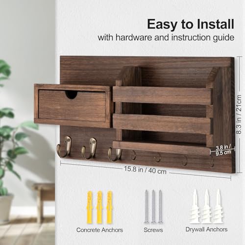 Lwenki Wall Mount Key Holder with Mail Organizer, 100% - Image 3