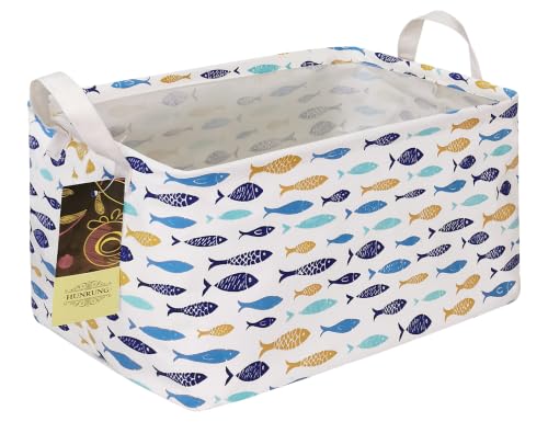 Rectangle Foldable Storage Basket Handles For Home, fish - Image 2