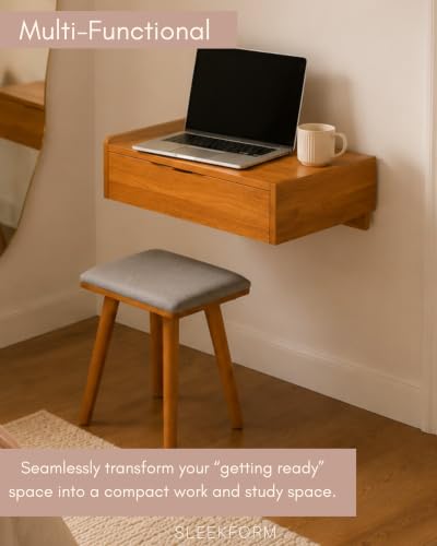 Sleekform Small Vanity Desk with Mirror & Chair, 18 x 20 Inch - Image 6