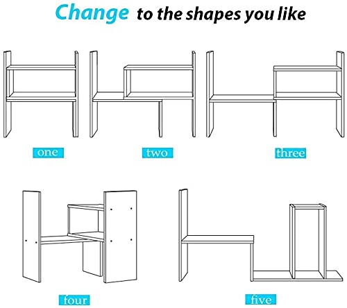 Sorfity Desktop Bookshelf Desk Storage Organizer Adjustable Wood - Image 6