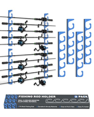 Fishing Pole Holders - 10 Rod Holder Storage for Wall & - Image 2
