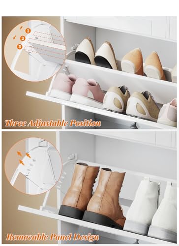 Shoe Storage Cabinet with 2 Flip Drawers & 2 Fabric - Image 5