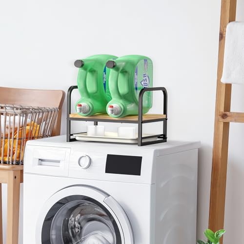 Laundry Detergent Holder Stand with Drip Tray, Black Frame - Image 3