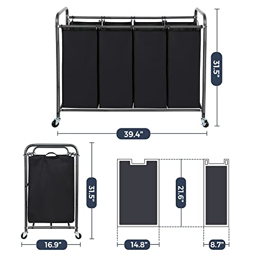 Laundry Sorter 4 Section, 4 Bag Clothes Hamper - Image 4