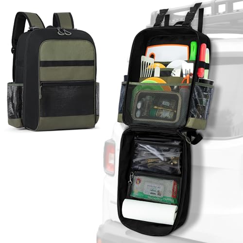 Camp Kitchen Organizer Backpack with Paper Towel Holder, Black - Image 2