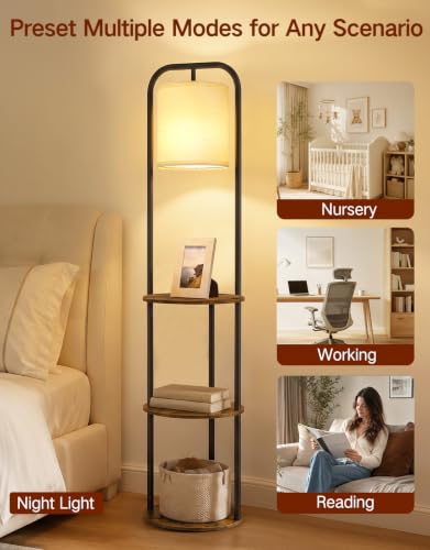 Floor Lamp with Shelves & Remote, Dimmable Standing Lamp - Image 7