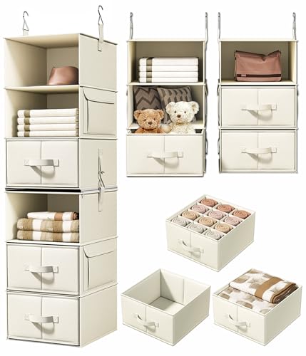 6-Shelf Hanging Closet Organizer with 3 Drawers, 2-i | Home Organizati - Image 2
