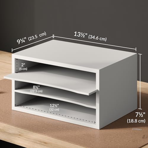 Ballucci Paper Organizer, 3-Tier Stackable Wood Desk Organizer - Image 4