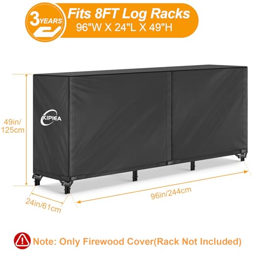 8FT Waterproof Firewood Storage Log Rack Cover, Heavy Duty - Image 3