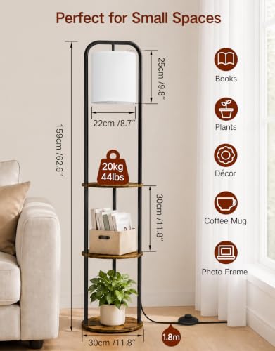 Floor Lamp with Shelves & Remote, Dimmable Standing Lamp - Image 6
