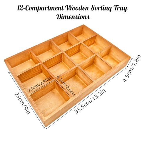Wooden Sorting Tray Grid Display Divided Organizer Brown - Image 4