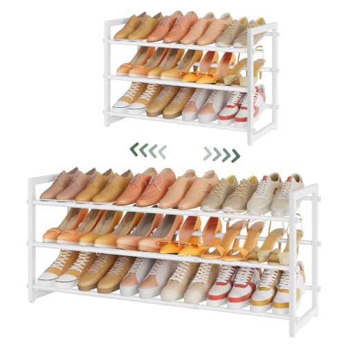 FAVOOSTY 3-Tier Expandable Shoe Rack, Adjustable Shoe Shelf - Image 2