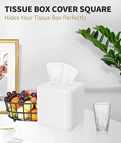Livelab Tissue Box Cover with Base, Square Plastic Tissue Box - Image 4