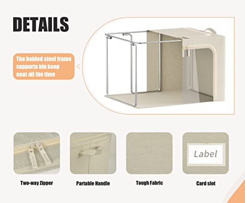 3 Openings Large Clothes Storage Bins with Metal Frame - Image 5