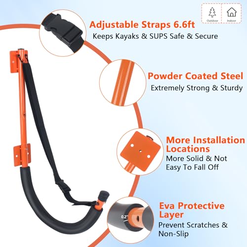 DEDU Kayak Storage Rack, Kayak Wall Mount Hangers 2 Pack & 4 Pack - Image 5