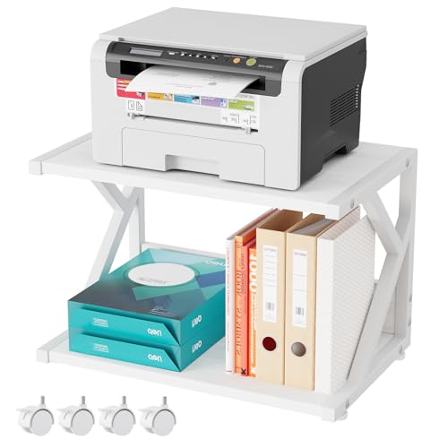 aboxoo Desktop Printer Stand with 2 Tier Wood Storage - Image 2
